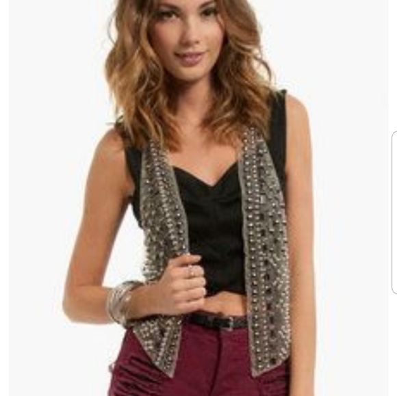 Caribbean Queen Tops - Sheer studded/beaded vest